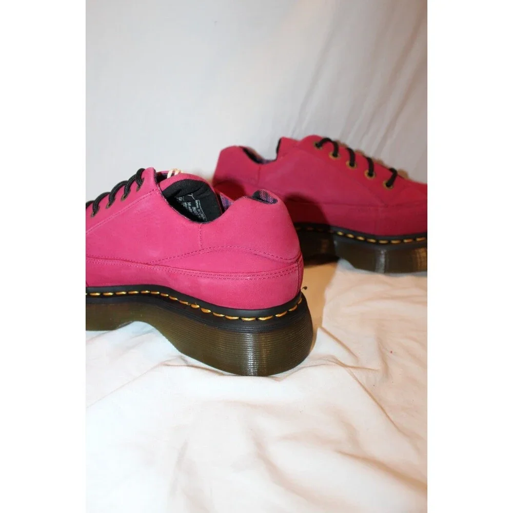 Dr Martens Women Buzz 5-Eye Suede Platform Loafer Shoes Fuschia Pink US 7 EU 38
